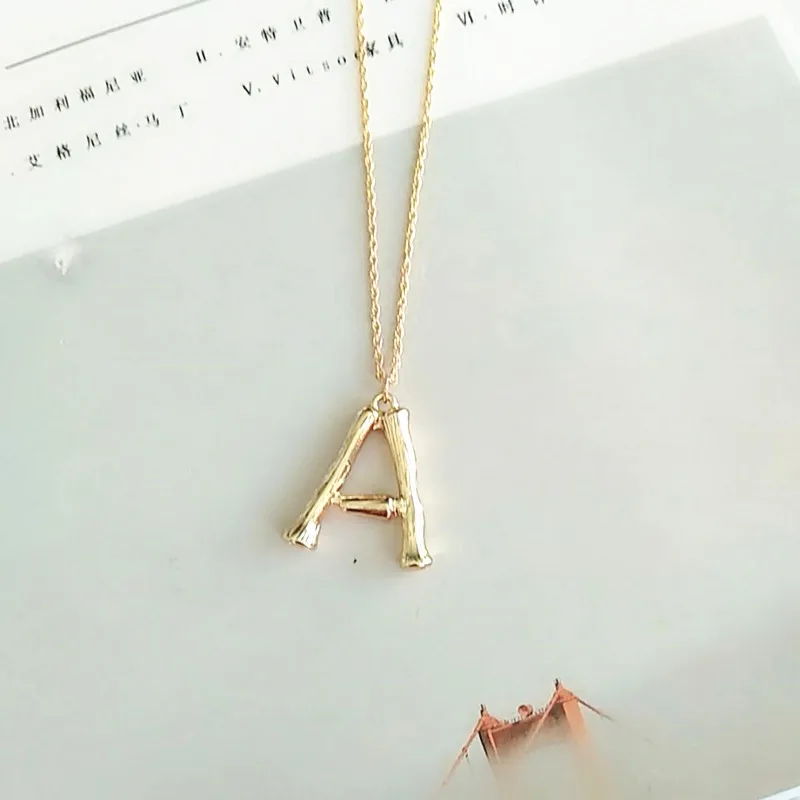 Маленькие золотые кованые металлические бамбуковые 26 букв Алфавит A-Z