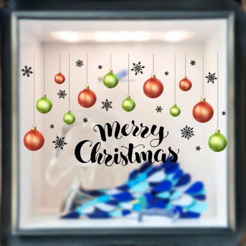 Счастливого Рождества цветные стеклянные шары снежинки счастливый новый год