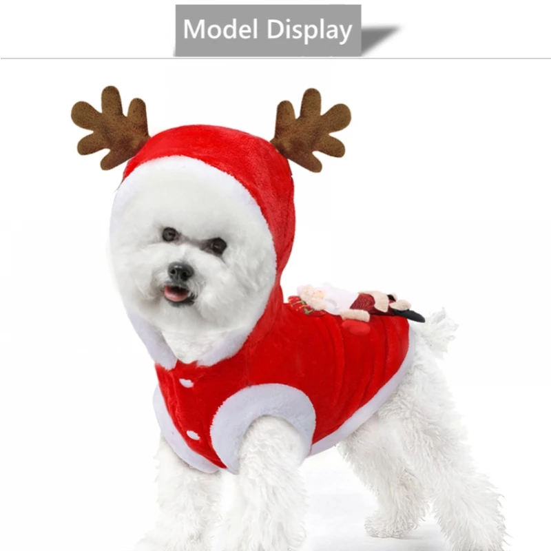 Dog Clothes Pet Dog Christmas Jacket Winter Warm Thick Cute Cartoon Small Dog Cloth Costume Dress apparel Puppy Kitten costume