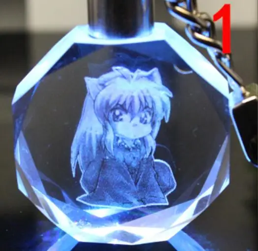 Inuyasha модный брелок со стразами мультфильм аниме Хрустальный блестящий шар Косплей светодиодные брелки автомобильные брелки брелок - Цвет: 1