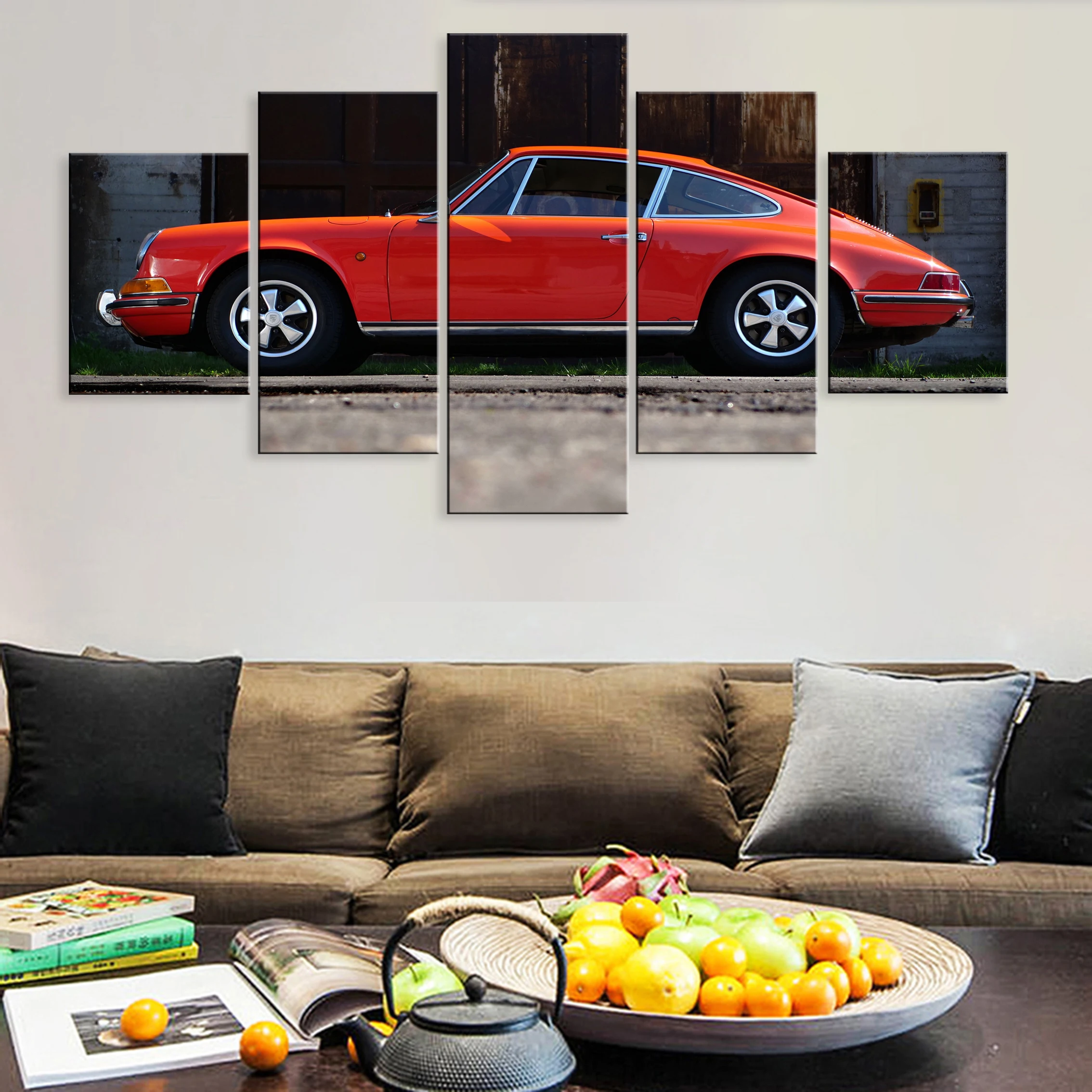 

Hd Printed Decoration Modern 5 Pieces Artwork Poster Painting Canvas For Living Room Home Decor Framework Red Vintage Car