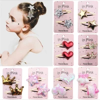 new childrens hair clip five pointed star heart shaped crown bb clip baby hair accessories headdress and hair accessories