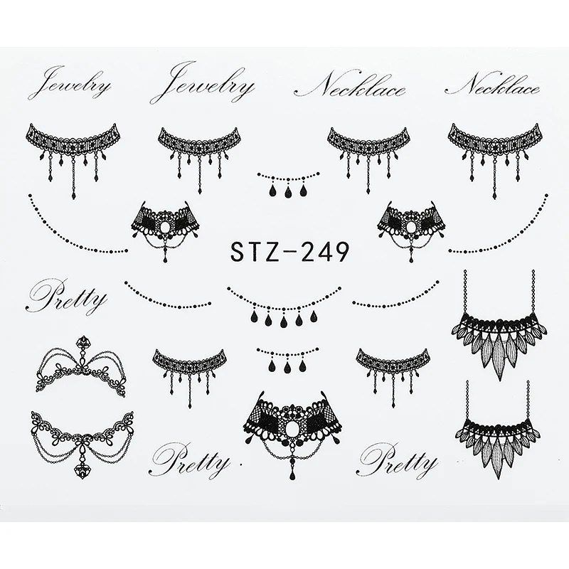 1 шт стикер s для дизайна ногтей черное ожерелье линейные маникюрные слайдеры 3D