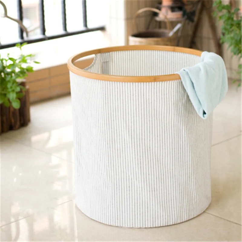 

Cotton bamboo Laundry Basket With Lid Cover Bathroom Home Storage Basket Home Collapsible Waterproof Laundry Hamper Basket Large