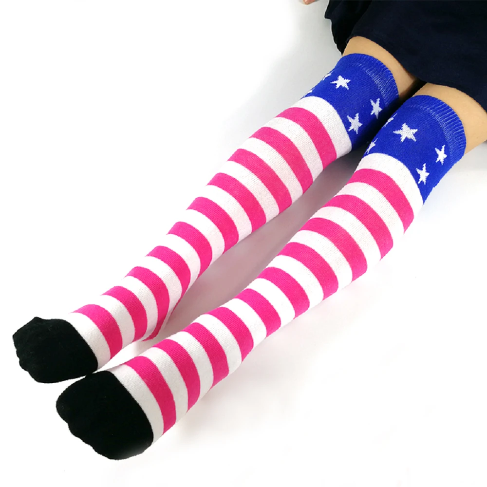Носки до колена для девочек в стиле Харадзюку хлопковые спортивные носки полоску