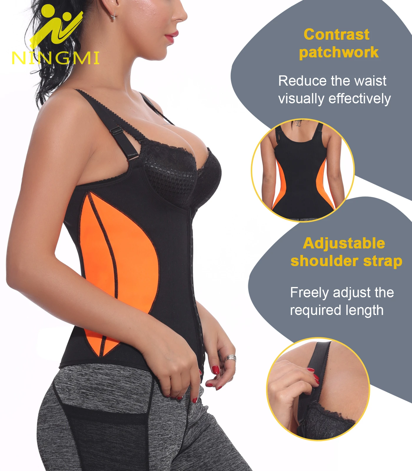 Женский пояс NINGMI термо-рубашка для сауны корректирующий жилет майка неопреновый