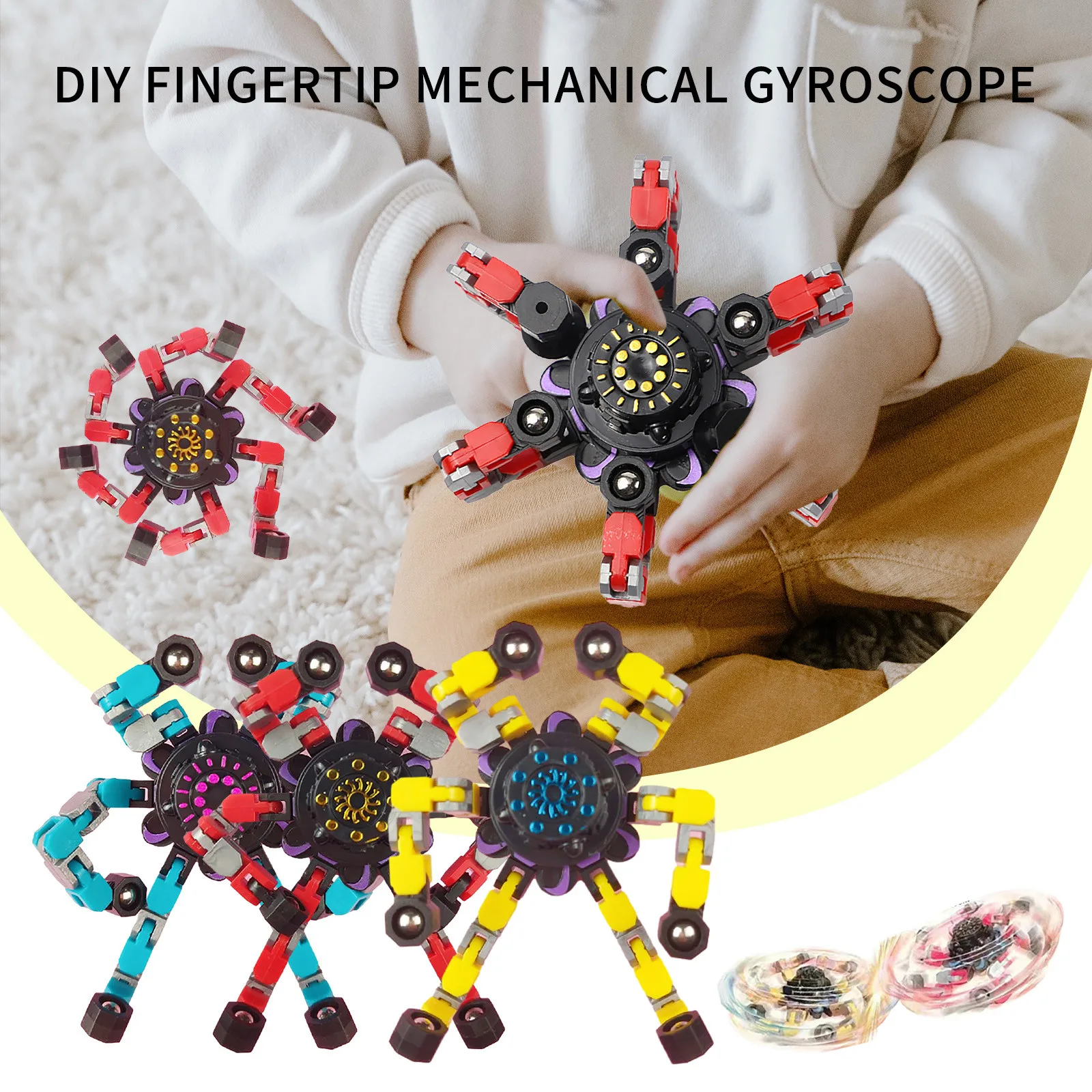 

Creative Spinning Top Fidget Toy Transformable Chain Mechanical Gyro DIY Deformable Chain Anti Stress Fingertip Spinner