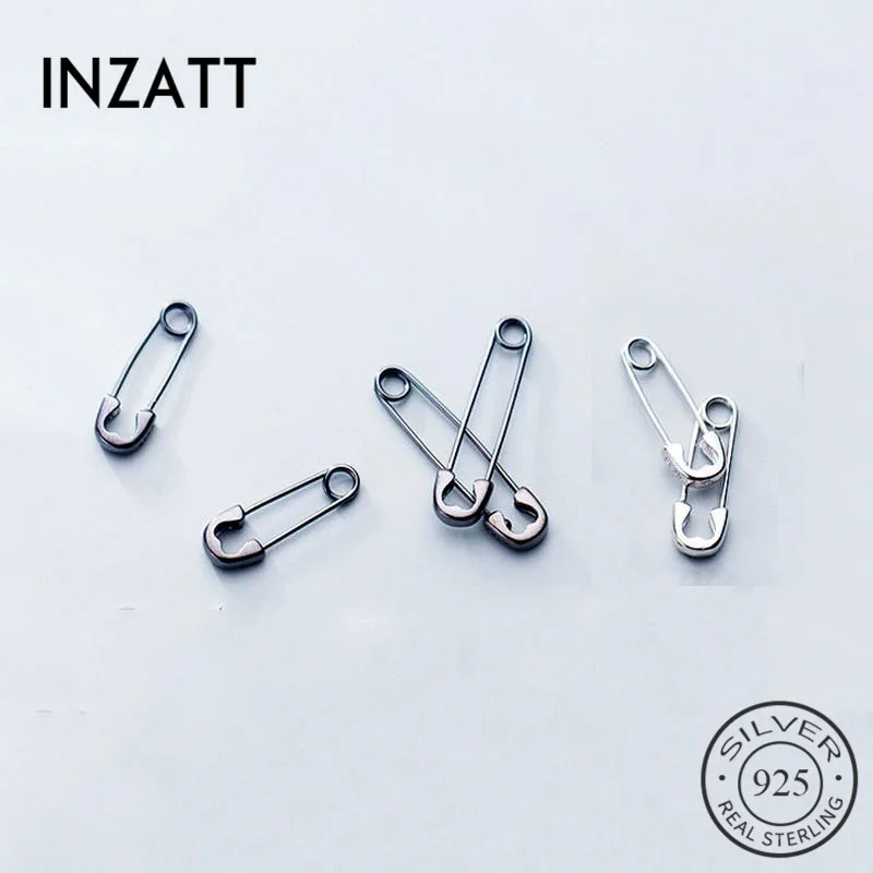 

INZATT Real 925 Sterling Silver Geometric Hoop Earrings For Fashion Women Party Hiphop Fine Jewelry Minimalist Accessories