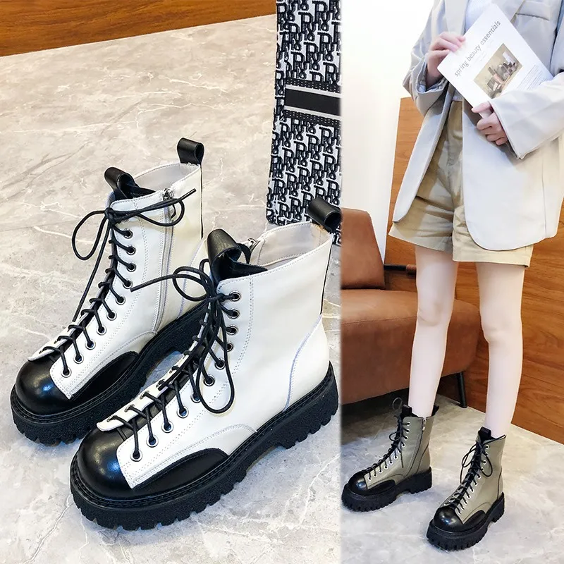 

Martin Boots Women's Autumn 2021 New British Style Thick-soled Increased Color Matching Fashion Tide Fried Street Short Tube.