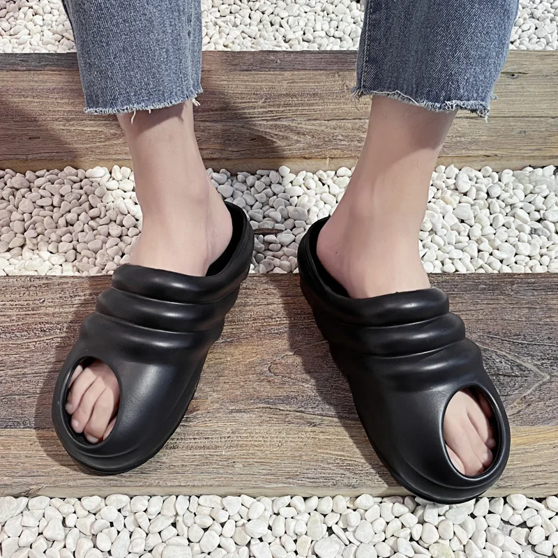 

Men Summer Slides Slip On Breathable Water Beach Sandals Lightweight Unisex Slippers Fish Mouth Plus Size 39-46