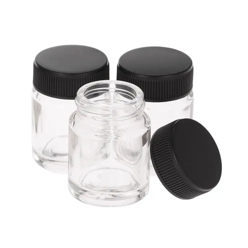 

10PCS/SET Empty 22cc Glass Jar Bottles with Plastic Lids Replacement Jars Paint Storage Bottles Airbrush Lid Adaptor Assemblies