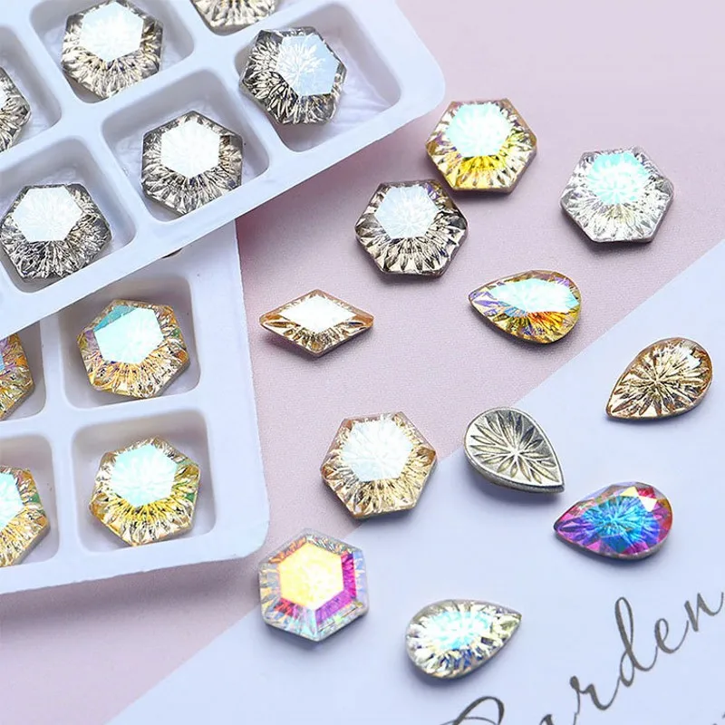 

3Pcs Nail Art Rhinestone Set Multi Shape Crystal Flatback Non Hotfix Glass Gem 3D Glitter Diamond Fancy Nail Decorations NR57-01