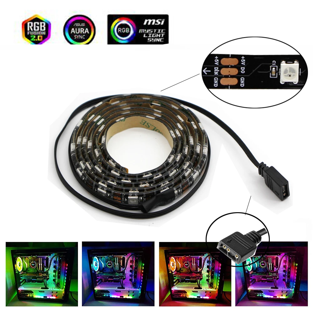 WS2812b ws2812 Светодиодная лента Адресуемая для ПК ASUS Aura SYNC MSI Mystic светильник GIGABYTE RGB