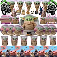 mandalorian yoda baby theme happy birthday party decorations balloon baby yoda cups flags plates baby shower party supplies gift