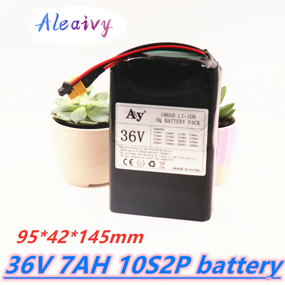 

Aleaivy 36V 7Ah 10S2P 450watt lithium ion battery For 18650-3500mAh XT60 SM 2P 20A BMS ebike wheelchair golf cart battery