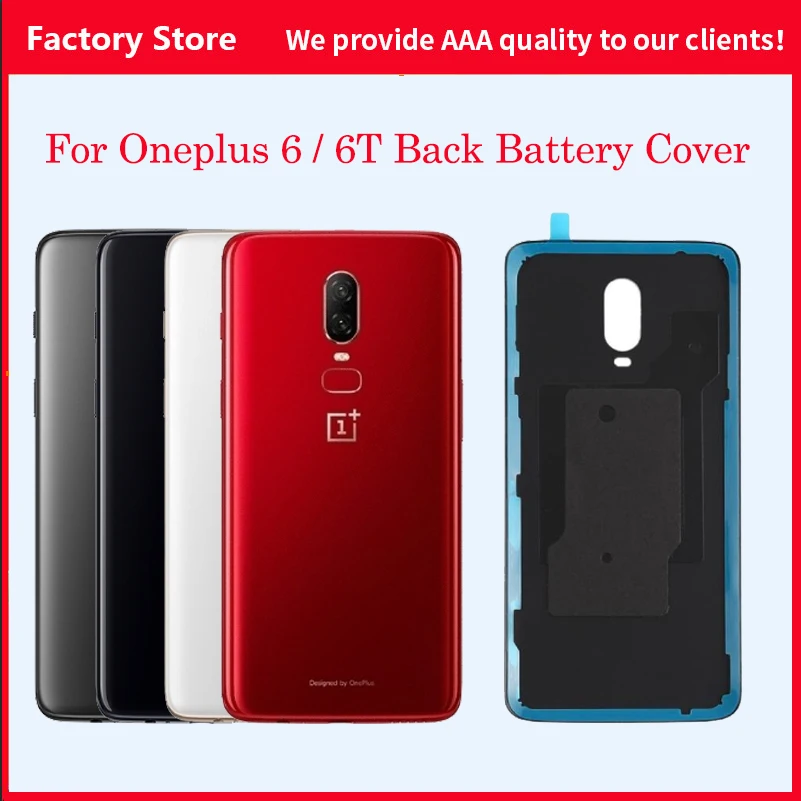 

Высококачественное Стекло AAA для OnePlus 6 6T, задняя крышка батареи, дверь, заднее стекло Oneplus 6, крышка батареи 1 + 6T, корпус, чехол + объектив камер...