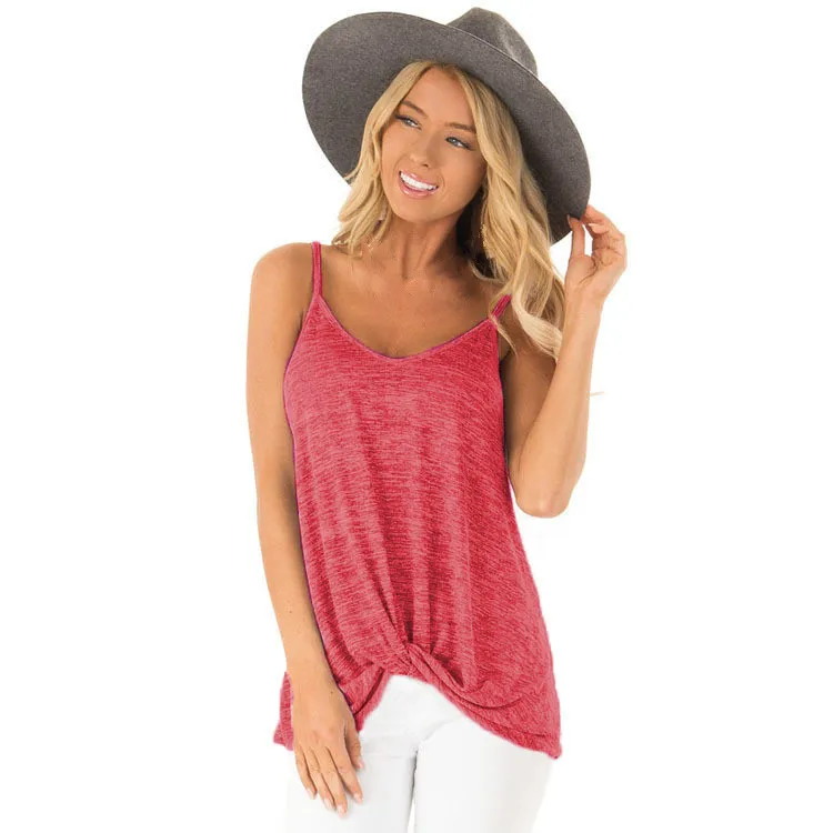 

Summer Sexy Twist Ties Tank Top Camisole Sleeveless Women T-shirts Female Casual Halter Tops for Girls Ladies Tees Plus Size 3xl