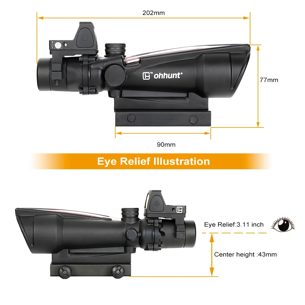 Ohhunt 3.5X35 ACOG Стиль три модели красная или зеленая светящаяся тактическая винтовка