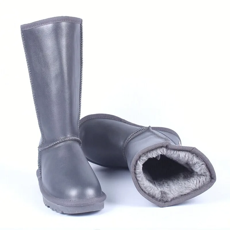 Модные водонепроницаемые Нескользящие зимние сапоги из натуральной кожи