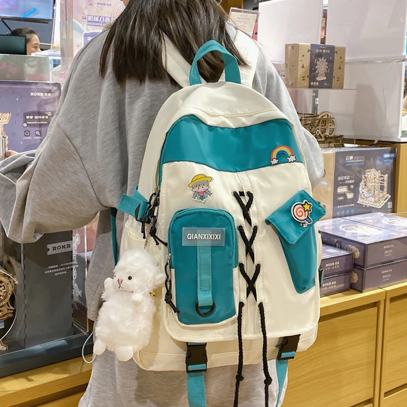 

Милый женский рюкзак, Новый Модный водонепроницаемый нейлоновый Школьный рюкзак, кавайный рюкзак, сумка для книг для девушек, студенческий ...