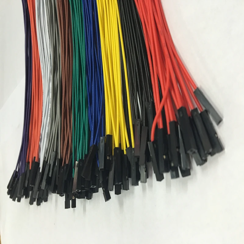 100pcs Dupont 1p 254mm connector wire 24awg female Male 1015202530cm Red blue black ten colors