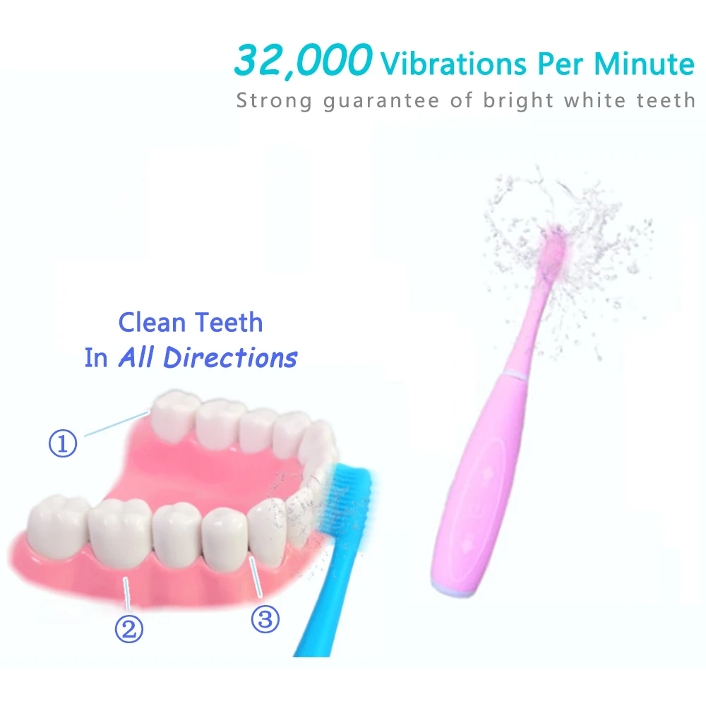 Мощная Электрическая зубная щетка Sonic водонепроницаемые зубные щетки для детей
