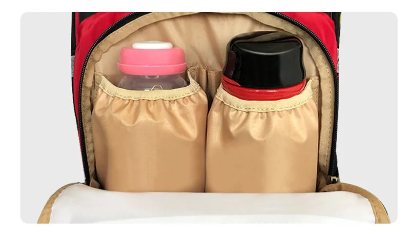 

Disney Mummy diaper bags Red mickey minnie backpack Nappy Stroller Bag for baby born Waterproof with USB heater 2 hooks