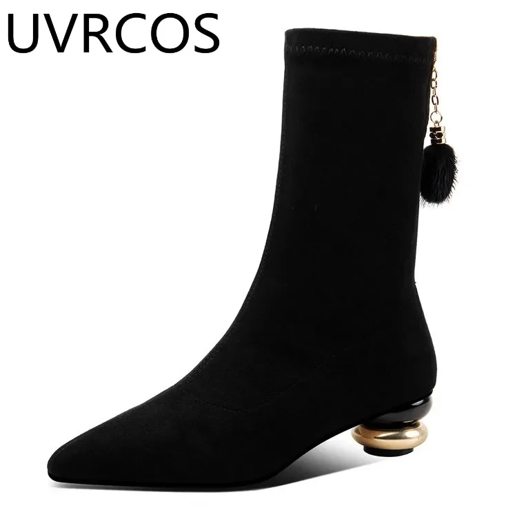 

New 2022 Hot Sale Autumn Winter Shoes Women Pointed Toe Women Boots High Heels Mid Calf Women Boots Zapatos De Mujer size 41