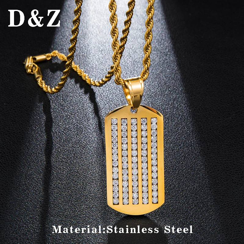 D & Z мужские геометрические стразы подвеска в виде собачки ожерелье с подвеской