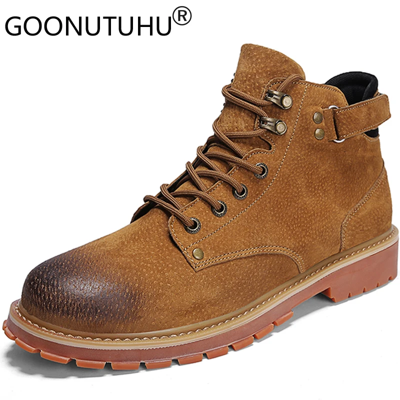 2019 стильные модные мужские Ботильоны повседневная обувь из натуральной кожи