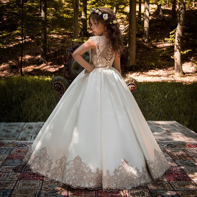

Birthday party Flower Girls Dresses For Girls kids vestido lace hollow Sexy elegant Wedding Girl Dress First Communion Dress