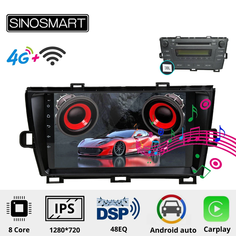 Sinosmart Автомобильный GPS плеер для Toyota Prius 2010 2011 поддержка OEM JBL усилитель