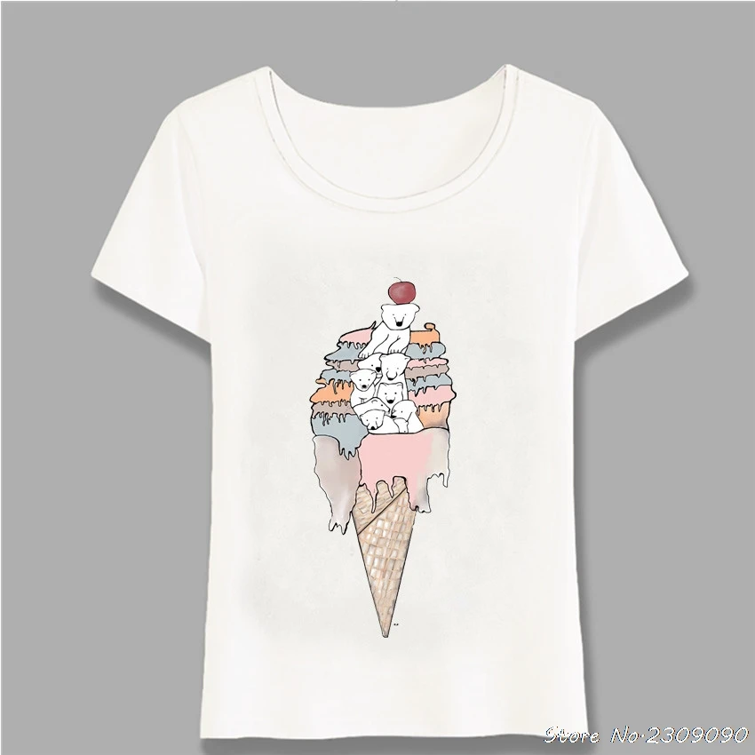 Новинка Модная женская летняя футболка смешные ледяных медведей из мультфильма