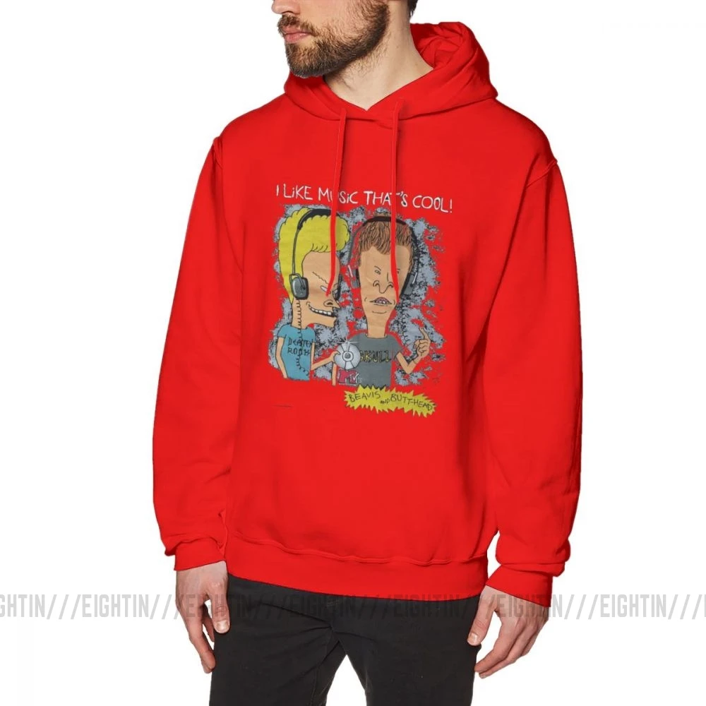 Мужская толстовка Beavis And Butthead из хлопка, Крутая толстовка с капюшоном - Цвет: Красный