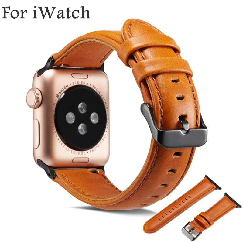 Ремешок из натуральной кожи для часов Apple Watch 44 мм 40 42 38 ремешок кожаный винтажная