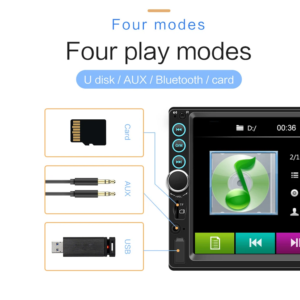 Car Radio Bluetooth 7&quot 2din Universal Touch Screen Audio Stereo MP5 FM USB Multimedia Player Rear View Camera | Автомобили и