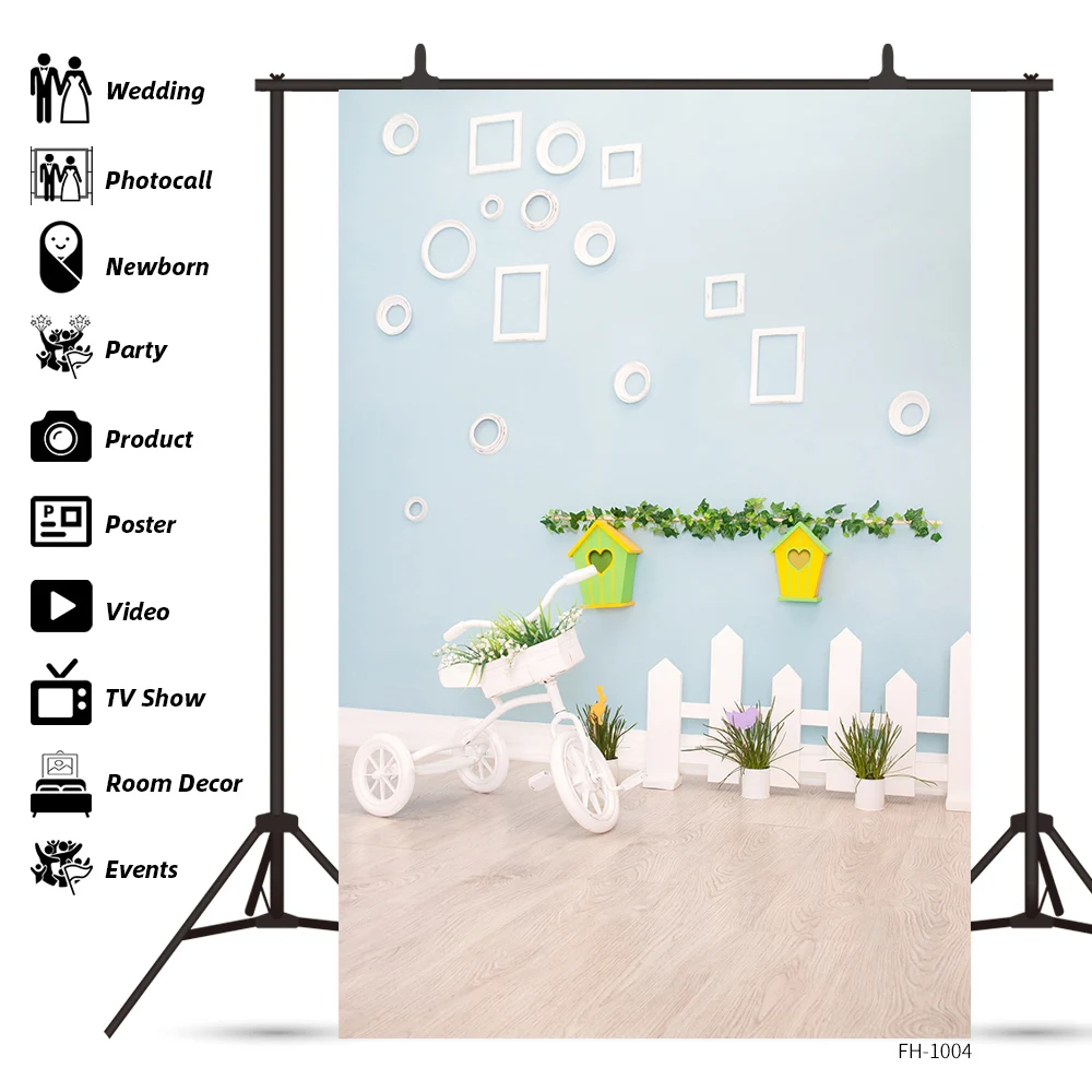 

Голубой фотографический фон Стена деревянный пол зеленая трава для детского душа фотосессии портрета новорожденного вечерние детский Фотофон