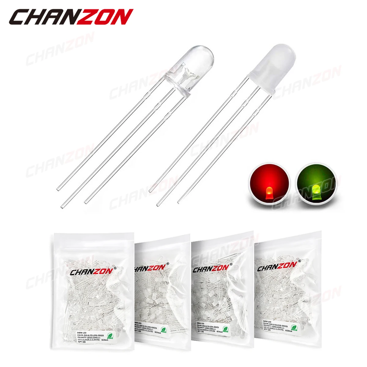 100 шт. 5 мм светодиодный ные светоизлучающие диоды лампочка двухцветная красная