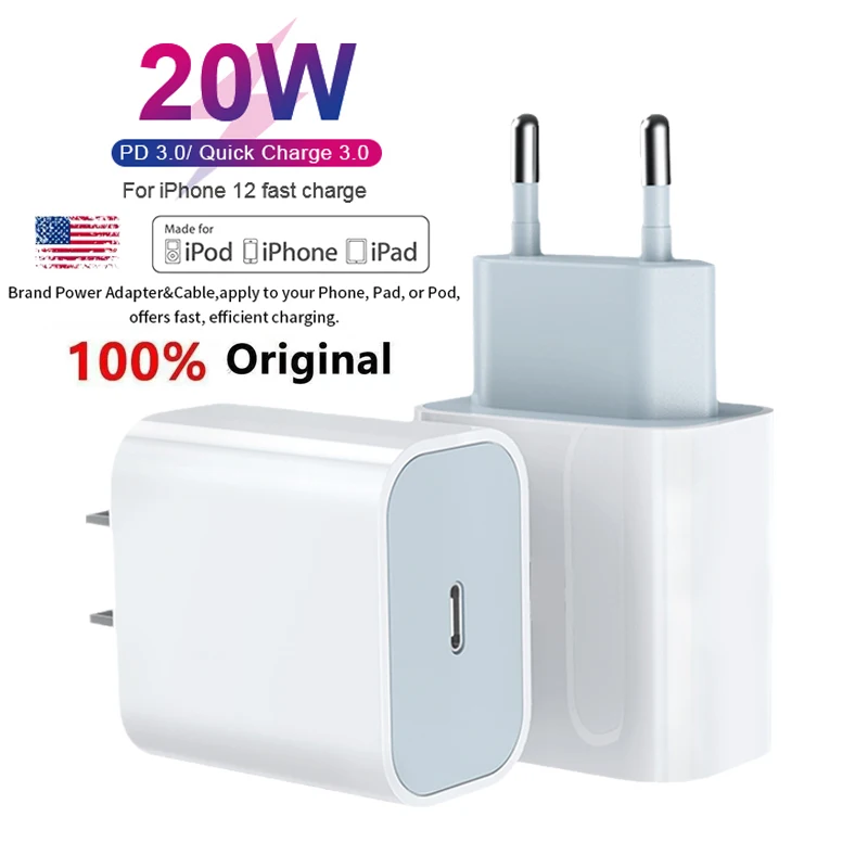 Оригинальный адаптер для зарядного устройства Apple PD 20 Вт USB Type C Быстрая зарядка
