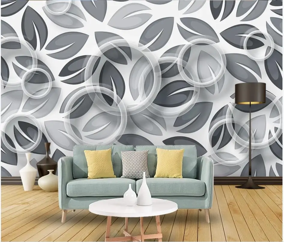 

Custom photo wallpapers 3d mural wallpaper for walls 3 d Modern minimalist leaves, circle tv background wall papers home decor