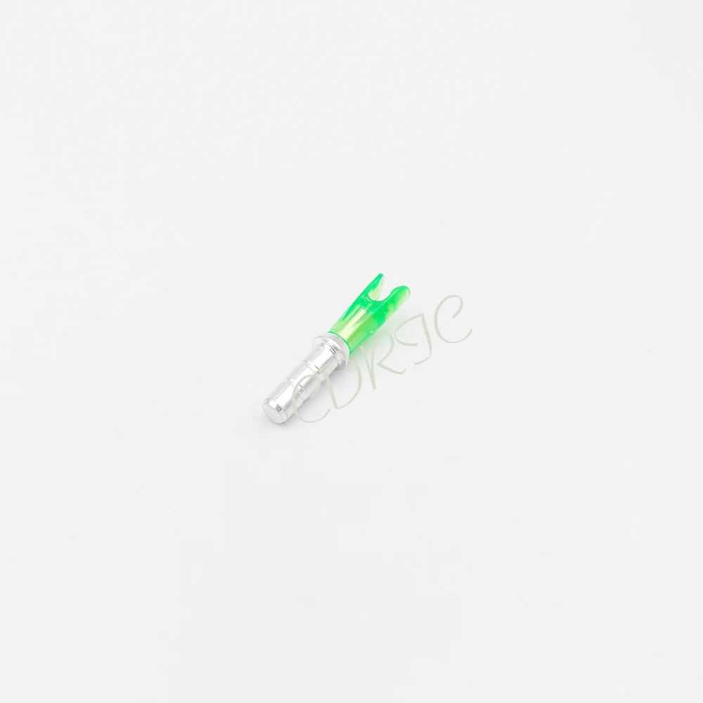 transparent green 25 шт Пластиковые стрелы Nock с алюминиевой булавкой ID 4,2 мм для стрельбы из лука охоты - Цвет: transparent green