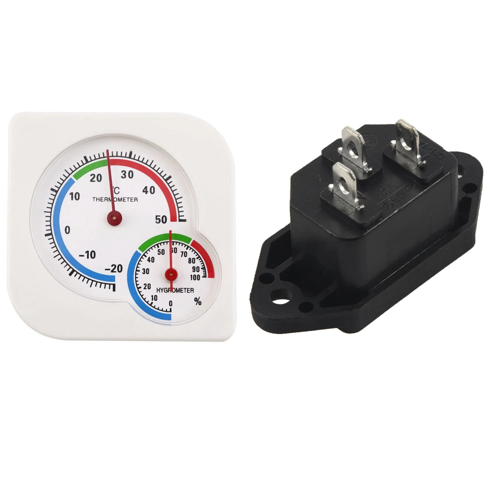 

Fashion1x WS-A7 Mini Wet Hygrometer Humidity Thermometer Temperature Meter & 2X 3 Pins IEC320 C14 Inlet Power Plug Socket