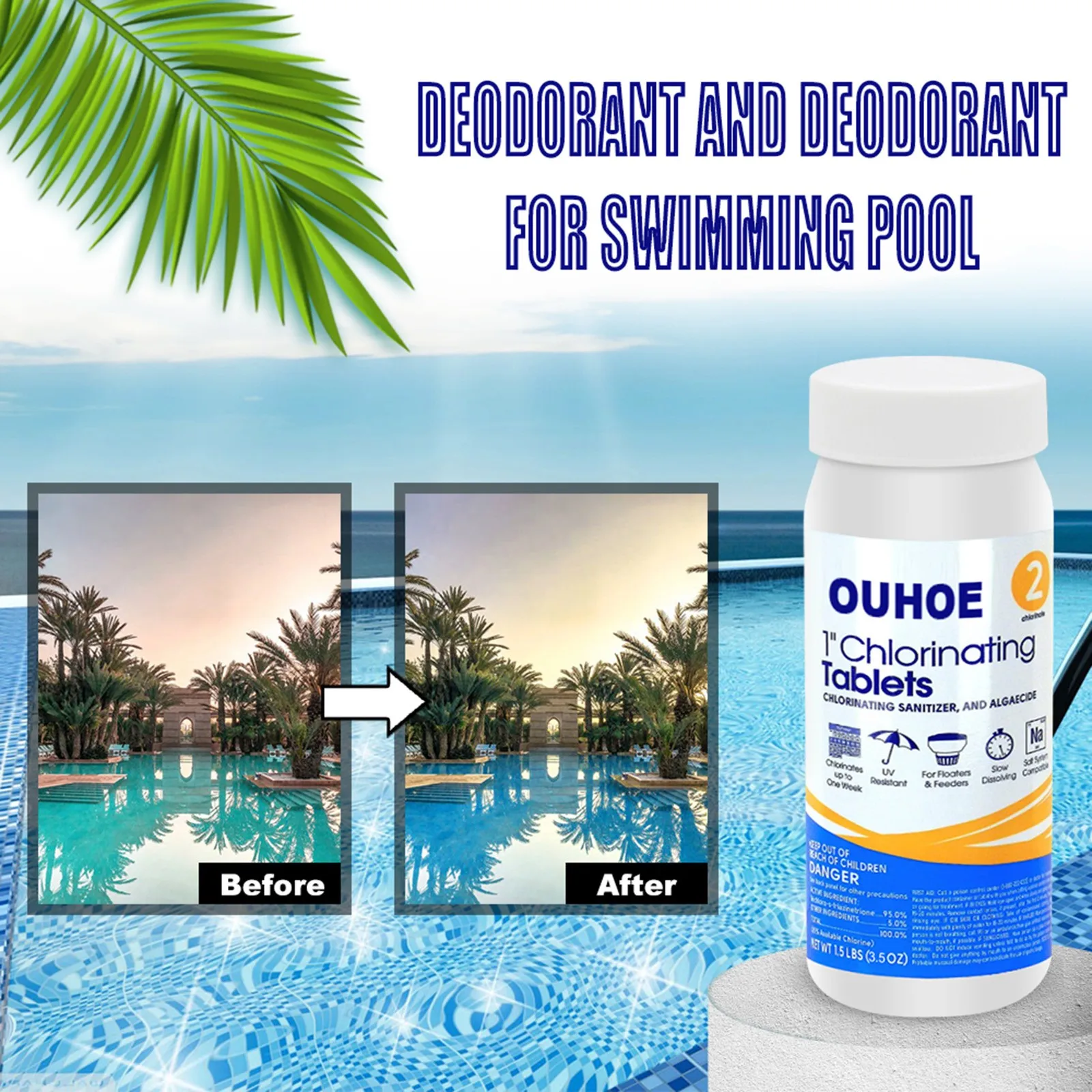 Многофункциональное средство для удаления пятен в бассейне шипучие таблетки