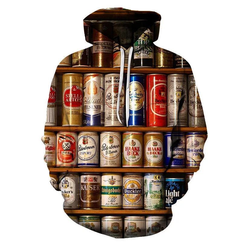 Мужская толстовка с 3D принтом poker /beer/Burger Повседневная Толстовка в стиле хип хоп 6XL