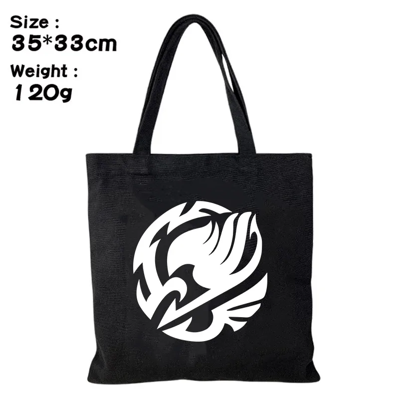 

New Anime Fairy Tail Prints Students Shoulder Storage Bags Shopping Tote Bags for Men and Women Portable Canvas Satchel Handbags