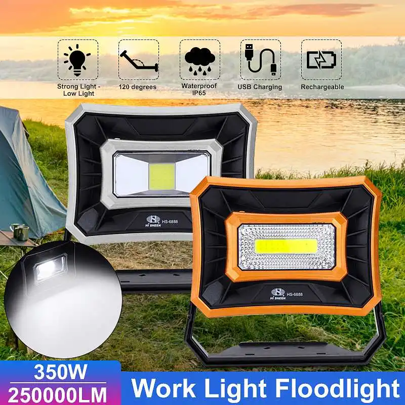

350W Waterproof Portable Spotlight COB Work Lamp LED Work Light Solar Usb Outdoor Camping light Emergency Light Led Searchlight