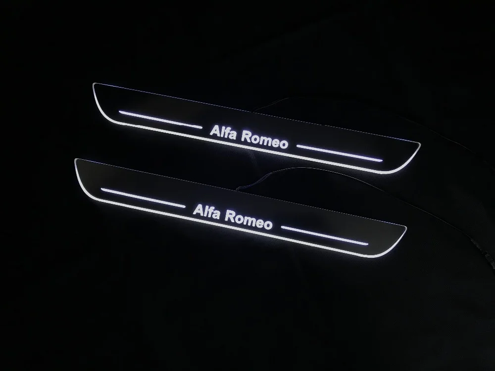 

Светодиодные накладки для подвижной двери Osmrk для alfa romeo, Накладка на порог для динамической двери с плоской накладкой, с фиксированным свет...