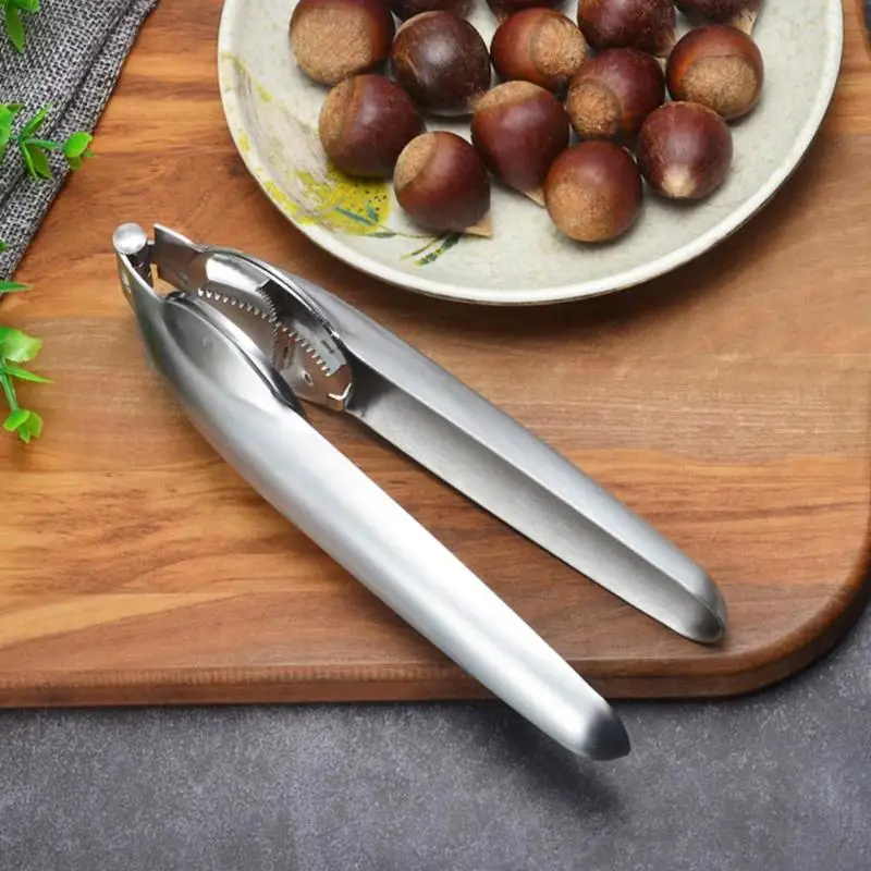 stainless steel 2 in 1 quick chestnut clip walnut pliers metal nutcracker sheller nut opener kitchen tools cutter gadgets free global shipping