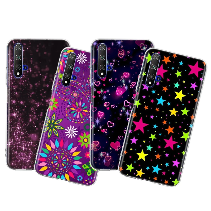 

Pink Five Pointed Star Silicone Cover For Honor 20 30 20S 20E 30i 30S V20 V30 Lite Pro Plus 5G Transparent Phone Case