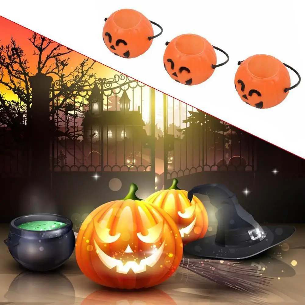 

Pumpkin Candy Holder 12 Mini Trick-or-treat Halloween Candy Bucket:Orange L9I2